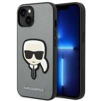 Husa Apple iPhone KARL LAGERFELD 14 Saffiano Karl`s Head Patch Silver Hardcase